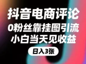 抖音电商评论，0粉丝靠挂图引流，被动挣抖音搜索佣金，小白当天见收益，还能躺挣下级评论增量收益
