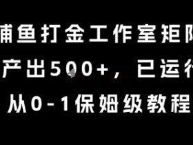 最新捕鱼打金工作室矩阵玩法，当天产出5张+，已运行2年，从0-1保姆级教程【揭秘】