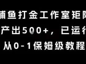 最新捕鱼打金工作室矩阵玩法，当天产出5张+，已运行2年，从0-1保姆级教程【揭秘】
