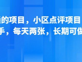 新跑通的项目,小区点评项目,动动手,每天两张,长期可做