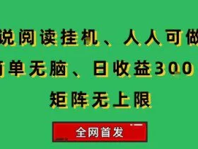 小说挂G阅读，人人可做，简单无脑，一天收益3张+矩阵无限上，全网首发【揭秘】