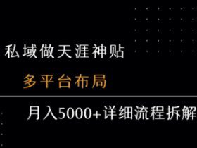 私域做天涯神贴 多平台布局 月入5k+详细流程拆解