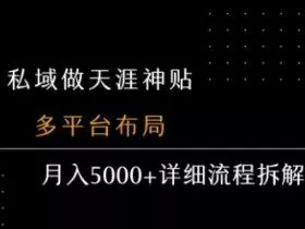 私域做天涯神贴 多平台布局 月入5k+详细流程拆解