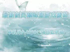 最新剑灵巅峰服游戏搬砖，项目红利期，单机稳定月入4k+操作简单好上手【揭秘】