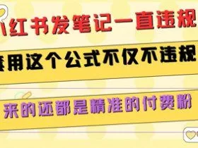 小红书发笔记一直违规，套用这个公式不仅不违规，来的还都是精准的付费粉