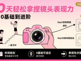 30天轻松拿捏镜头表现力，小白0基础到进阶