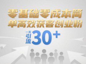 零基础零成本简单高效获客创业粉，一天引流30+
