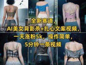 全新赛道，AI美女背影杀+扎心文案视频，一天涨粉5k，操作简单，5分钟一条视频