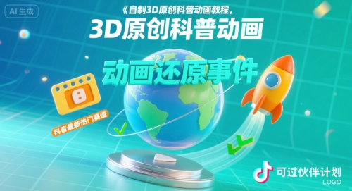 自制3D原创科普动画教程,动画还原事件,抖音最新热门赛道,可过伙伴计划