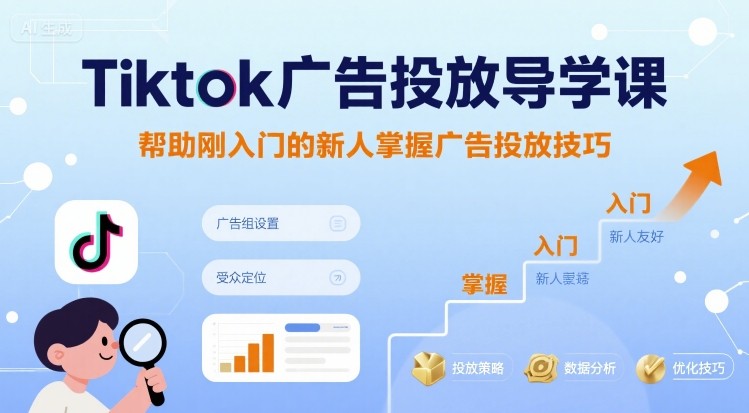 Tiktok广告投放导学课，帮助刚入门的新人掌握广告投放技巧