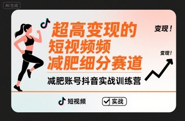 超高变现的短视频减肥细分赛道,减肥账号抖音实战训练营