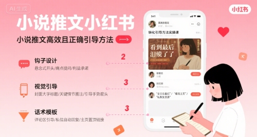 小说推文小红书高转化引导方法实操课,小说推文高效且正确引导方法