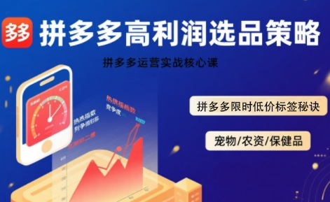 拼多多选品暴利技术实战课,拼多多高利润选品策略,拼多多限时低价标签秘诀