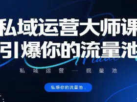 私域运营大师课，引爆你的流量池