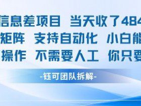 蓝海信息差项目当天收米1k+ 支持矩阵支持自动化小白能操作全程AI操作不需要人工你只要会电脑
