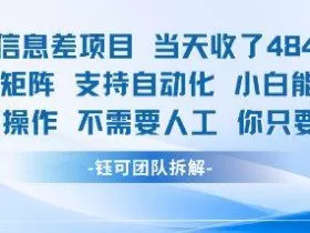 蓝海信息差项目当天收米1k+ 支持矩阵支持自动化小白能操作全程AI操作不需要人工你只要会电脑