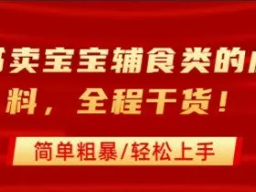 小红书卖宝宝辅食类的虚拟资料，从引流到私域变现，全程干货，简单粗暴，轻松上手