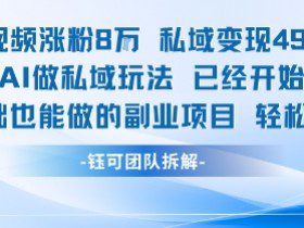 单条视频私域变现4.9k+利用AI做私域玩法 已经开始火热0基础也能做的副业项目轻松上手