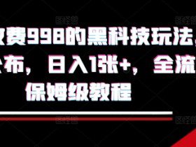 外面收费998的黑科技撸金玩法，限时公布，日入1张+，全流程保姆级教程【揭秘】