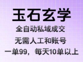 玉石玄学全自动私域成交，一单99每天十单以上，无需人工和矩阵账号，蓝海项目直接干【揭秘】