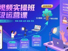 短视频实操班超级运营课，新手小白到短视频大神必修课程，剪辑-拍摄-运营-直播-变现