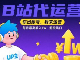 【B站代运营 】你出账号，我来运营，每月最高躺入1W，超级风口【揭秘】