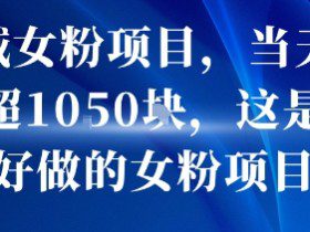 私域女粉项目，当天变现超1k，这是最好做的女粉项目，可放大操作