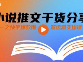 小说推文干货分享之快手爆款借鉴运营实操课
