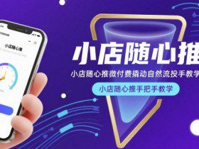 小店随心推微付费撬动自然流投手教学，小店随心推手把手教学