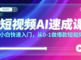 短视频AI速成课，小白快速入门，从0-1做爆款短视频