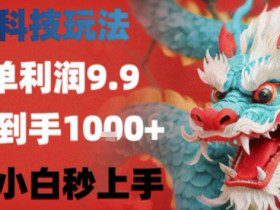 黑科技一单利润9.9米，一天轻松四位数项目，不挑人，小白也可轻松上手【揭秘】