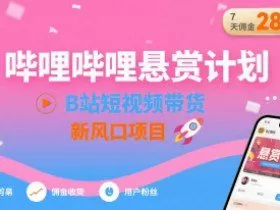 哔哩哔哩悬赏计划，B站短视频带货，7天佣金2807，新风口项目