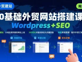 WordPress外贸建站+SEO优化课程，手把手教你从0到1搭建可获得询盘的外贸网站