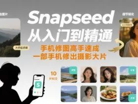 Snapseed从入门到精通，手机修图高手速成，一部手机就能修出摄影大片