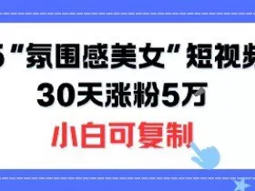不露脸也能火！2025“氛围感美女”短视频玩法，30天涨粉5W小白可复制