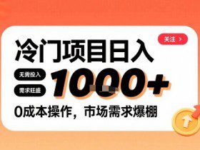 在小红书上发现个冷门路子，需求不小，零成本操作，每天能有1k进账