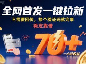 全网首发一键拉新项目，不需要回传，接个验证码就完事，稳定靠谱，一小时收益70+【揭秘】