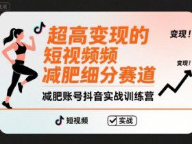超高变现的短视频减肥细分赛道,减肥账号抖音实战训练营