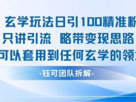 玄学玩法日引100精准粉只讲引流略带变现思路可以套用到任何玄学的领域
