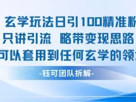 玄学玩法日引100精准粉只讲引流略带变现思路可以套用到任何玄学的领域