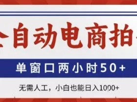 全自动电商拍手，单窗口两小时50+，无需人工，小白也能轻松日入1k+【揭秘】