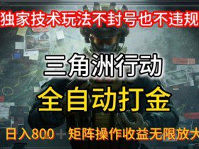 三角洲最新全自动G机，独家技术玩法，不封号也不违规， 日入8张+可矩阵操作，收益无限放大【揭秘】