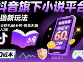 抖音旗下小说平台0撸新玩法，每天挂机60分钟，简单无脑，日入2张【揭秘】