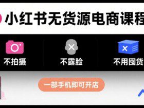 小红书无货源电商课程，不拍摄不露脸不用囤货，一部手机即可开店
