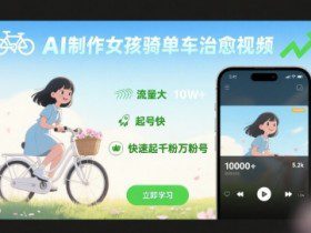 AI制作女孩骑单车治愈视频，流量大，起号快，快速起千粉万粉号