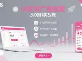 小红书广告投放从0到1的实战课，学完即可开始投放，拒绝无效广告消耗