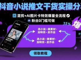 抖音小说推文干货实操分享，混剪+AI图片卡特效爆量全流程，0粉丝0门槛可做