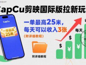 一单最高25米，亲测CapCu剪映国际版拉新玩法，每天可以收入3张（附详细教程）