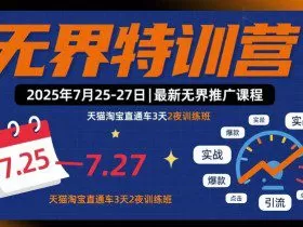 无界特训营2025年7月25-27日，最新无界推广课程，天猫淘宝直通车3天2夜训练班
