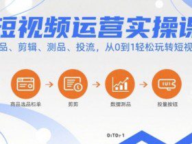 短视频运营实操课，选品、剪辑、测品、投流，从0到1轻松玩转短视频